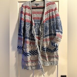 American Eagle Outfitters Southwestern Cardigan - Size M - Fringe, Boho Revival